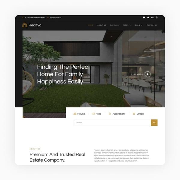 Realtyc - Real Estate Elementor Template Kit, Elementor template preview