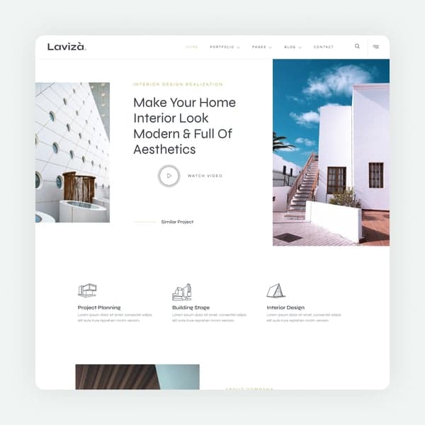 Laviza - Modern Architecture & Interior Design Elementor Template Kit, Elementor template preview