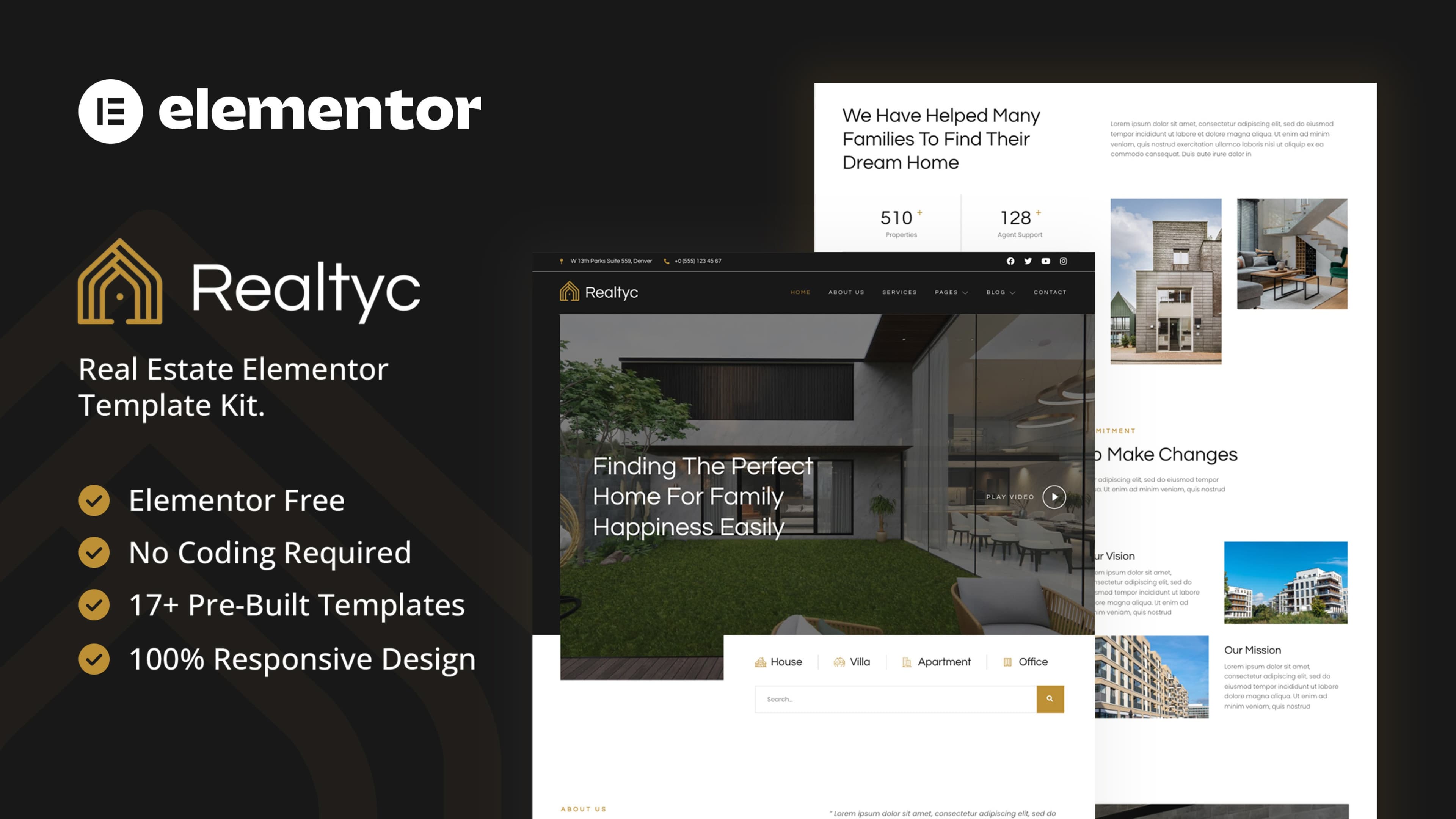 Realtyc - Real Estate Elementor Template Kit full template preview