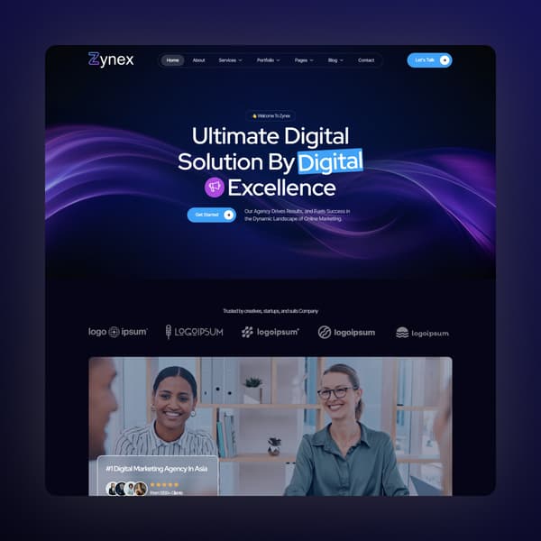 Zynex - Digital Marketing Agency Elementor Template Kit, Elementor template preview