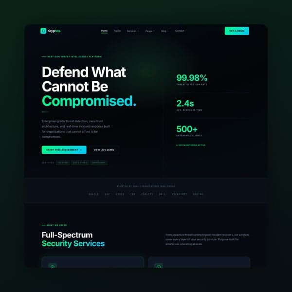 Kryphos - Cyber Security HTML Template, HTML Template template preview