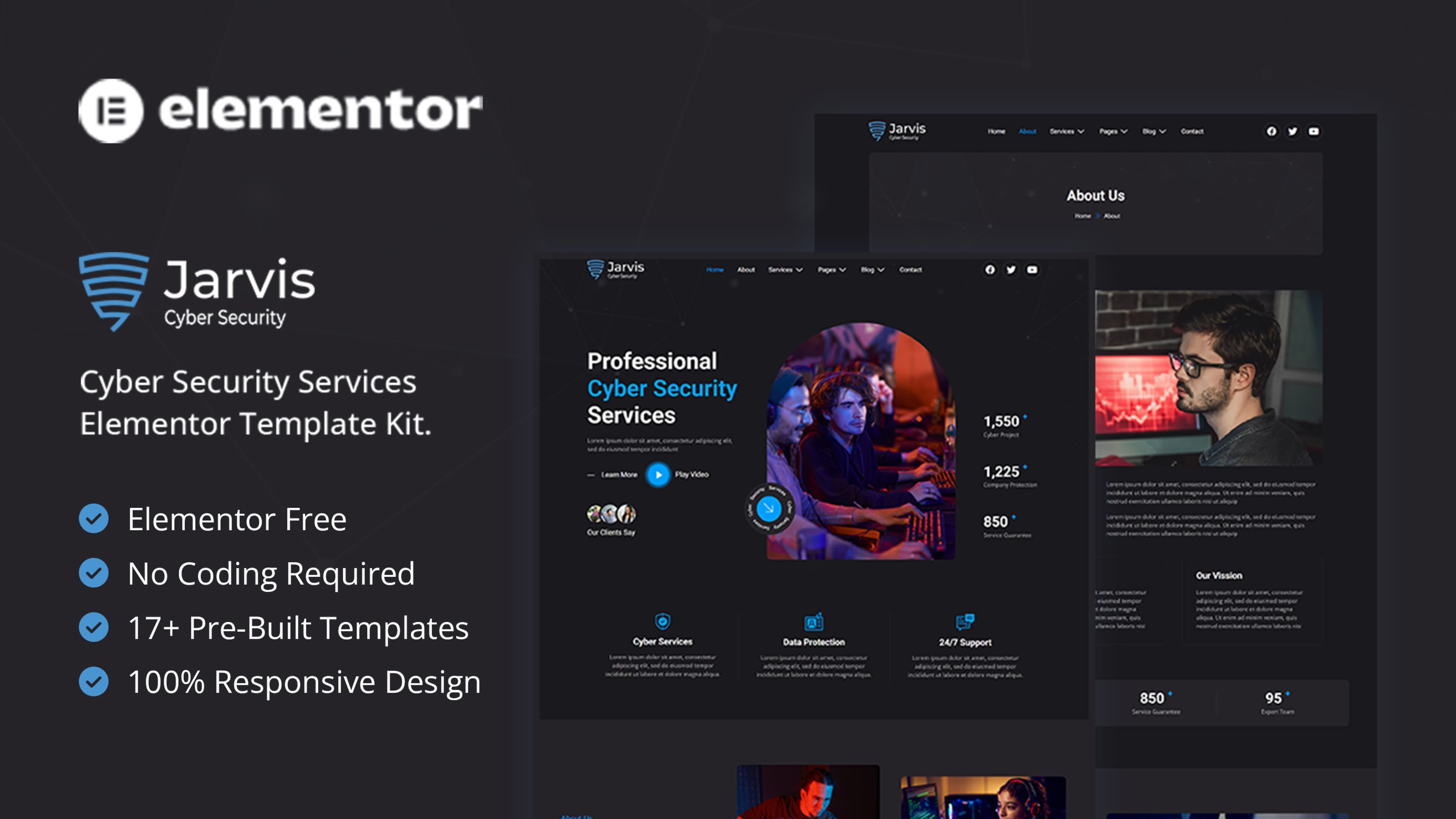 Jarvis - Cyber Security Services Elementor Template Kit full template preview