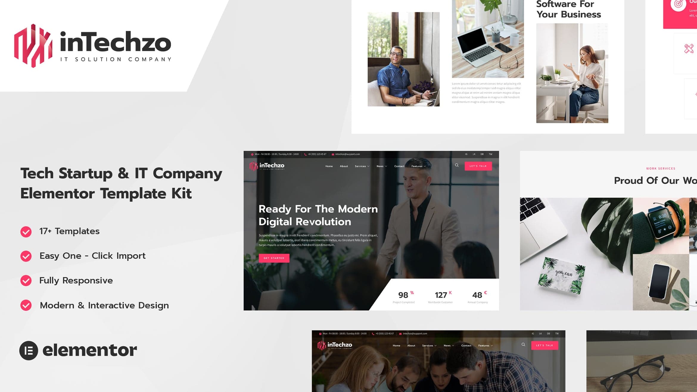 inTechzo - Startup & IT Company Elementor Template Kit full template preview